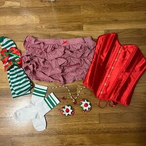Strawberry Shortcake Costume: Red Corset and Gingham Skirt Set